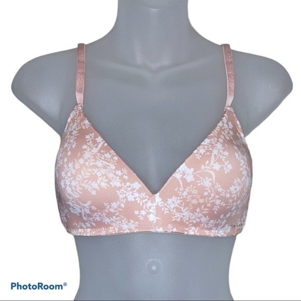 Tahari Pink and White Floral Wireless Bra Size 34C